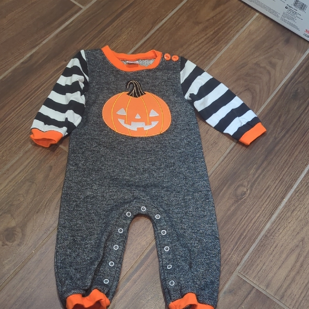 Striped Pumpkin Baby Footie
